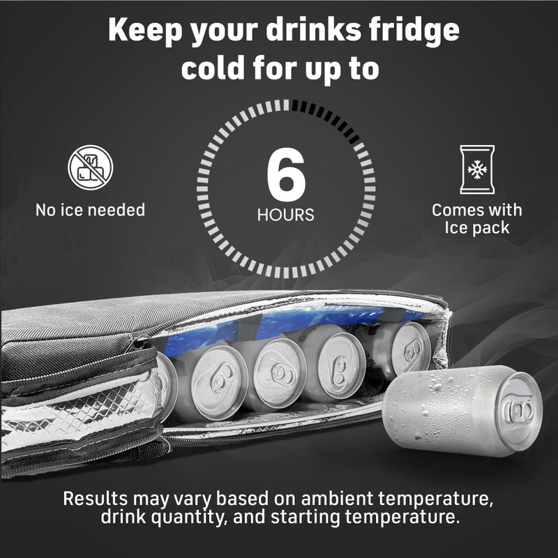 INTHEZONE Frostbox Golf Bag Cooler with Ice Pack | Insulated 6-Can Beer Sleeve | Stays Cold for Hours Discreet Hidden Design - Fits in Golf Bag - Black/Gray - Image 3